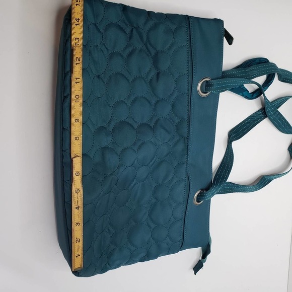 Thirty One Vary You Versatile Bag Tote Teal Blue Quilted Dots - Picture 10 of 10